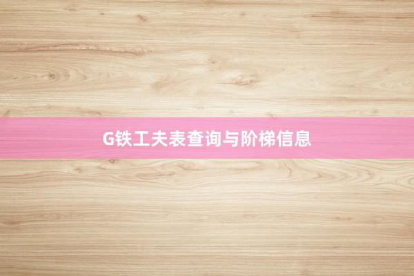 G铁工夫表查询与阶梯信息